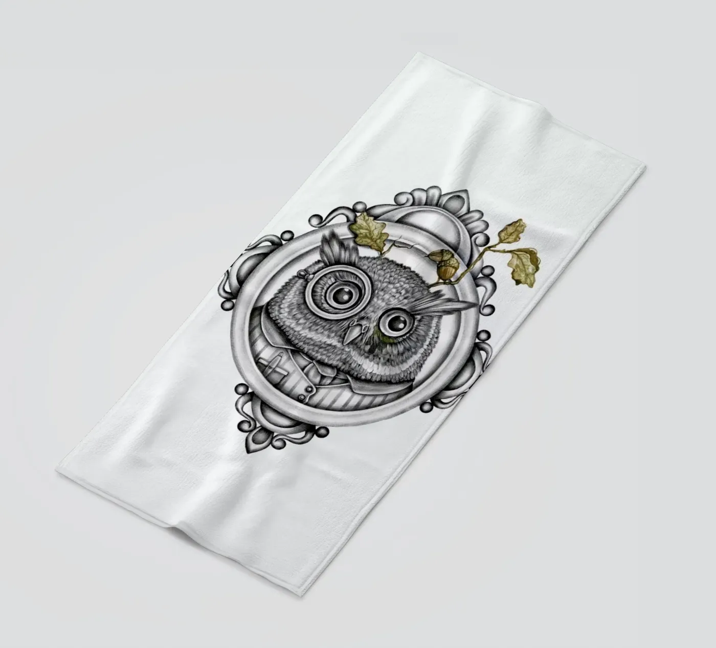 Owl beach towel by Maria Vdovichenko
