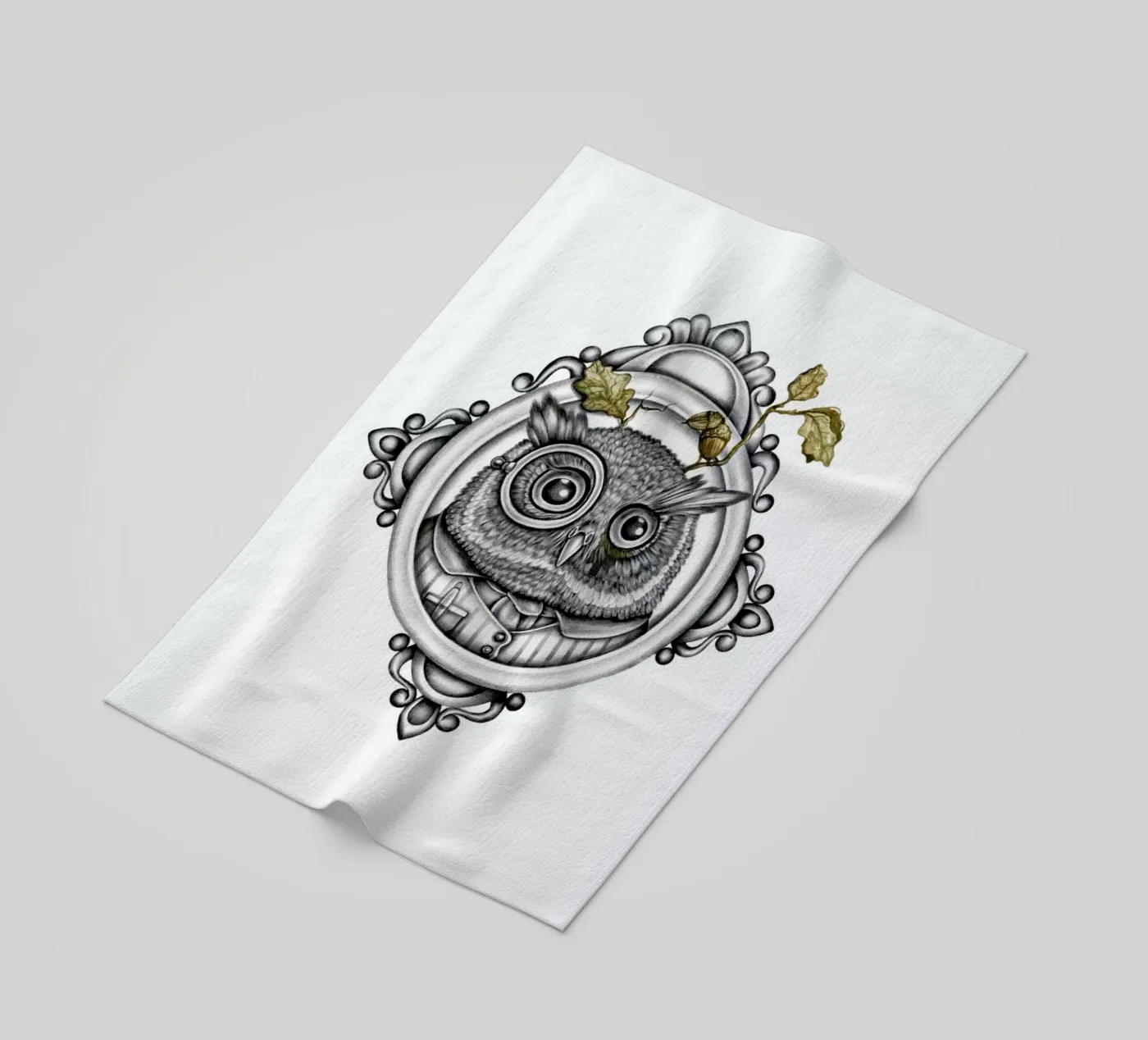 Owl beach towel by Maria Vdovichenko