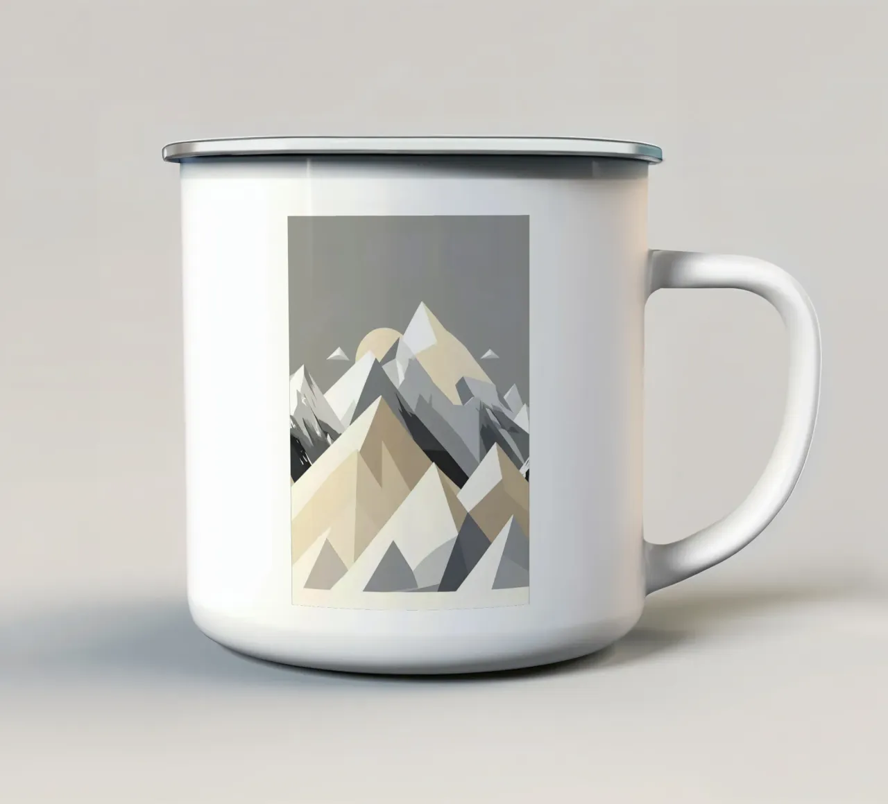 Montagne geometriche astratte tazza in smalto da LIFESTYLE OBJECTS