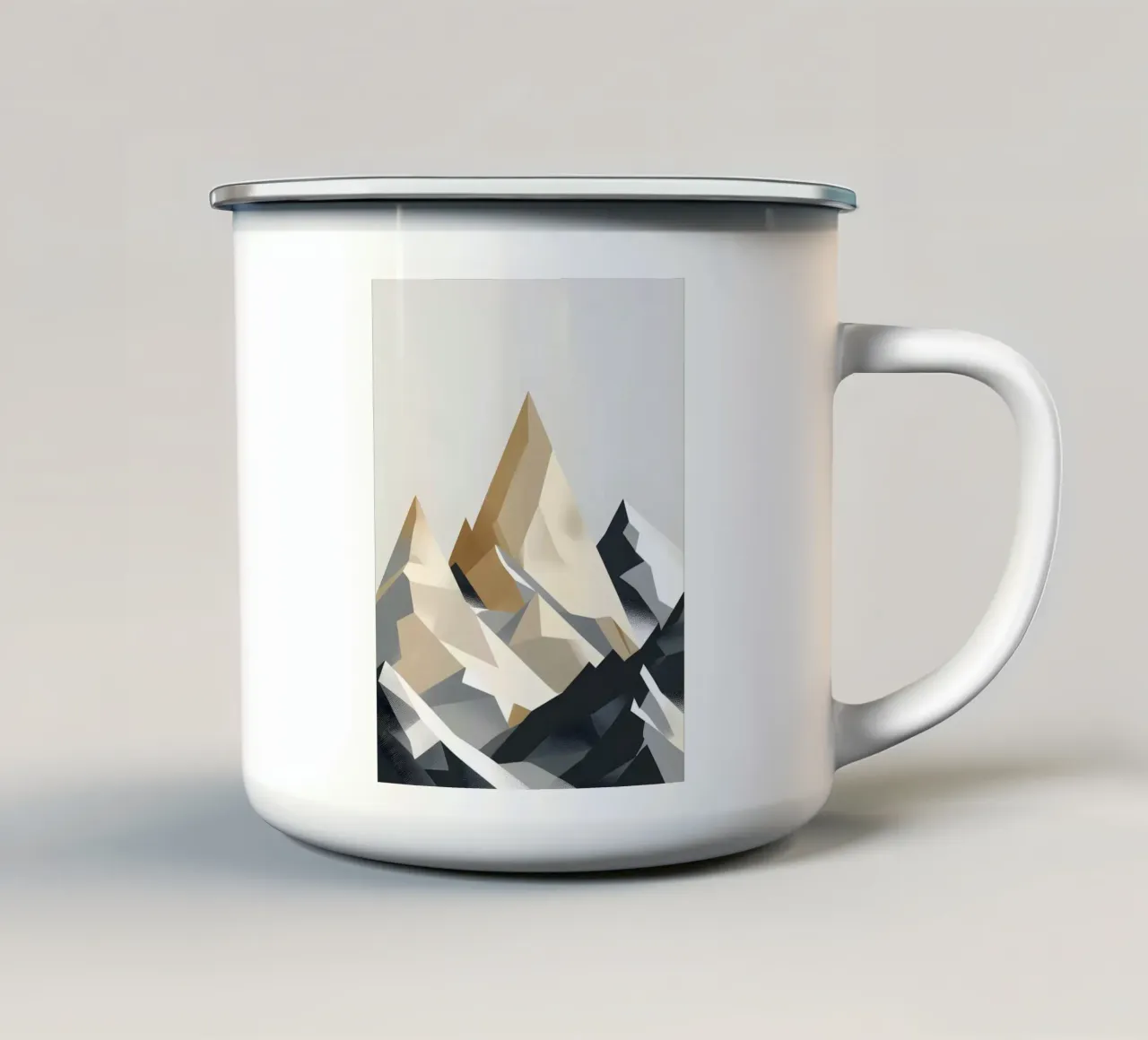 Montagne geometriche astratte tazza in smalto da LIFESTYLE OBJECTS