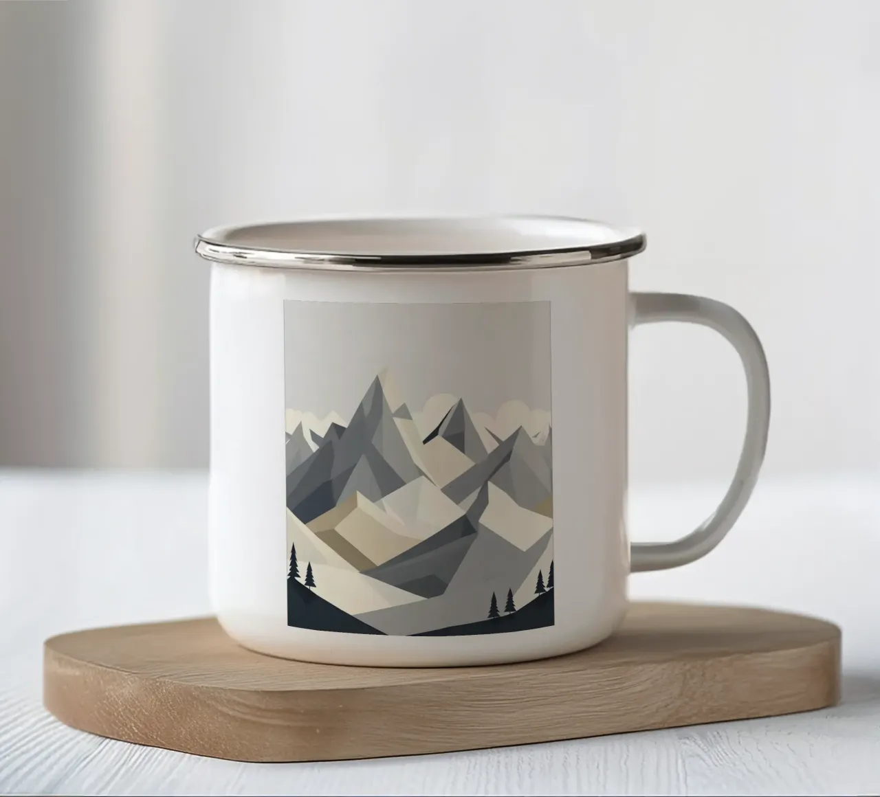 Montagne geometriche astratte tazza in smalto da LIFESTYLE OBJECTS
