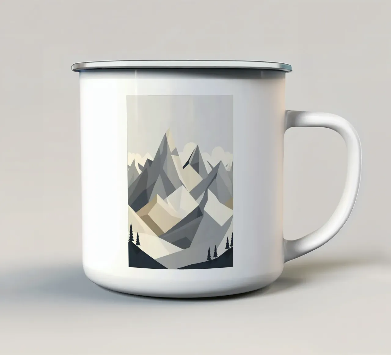 Montagne geometriche astratte tazza in smalto da LIFESTYLE OBJECTS