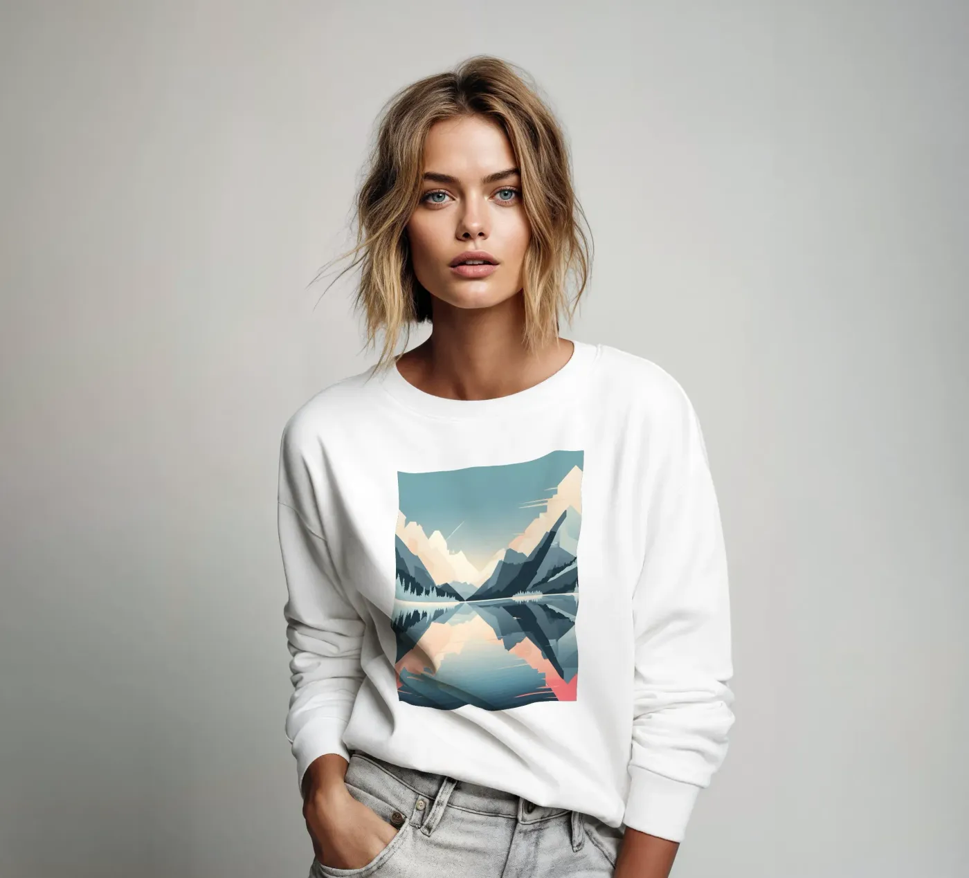 Mountain reflection sweatshirt by LIFESTYLE OBJECTS
