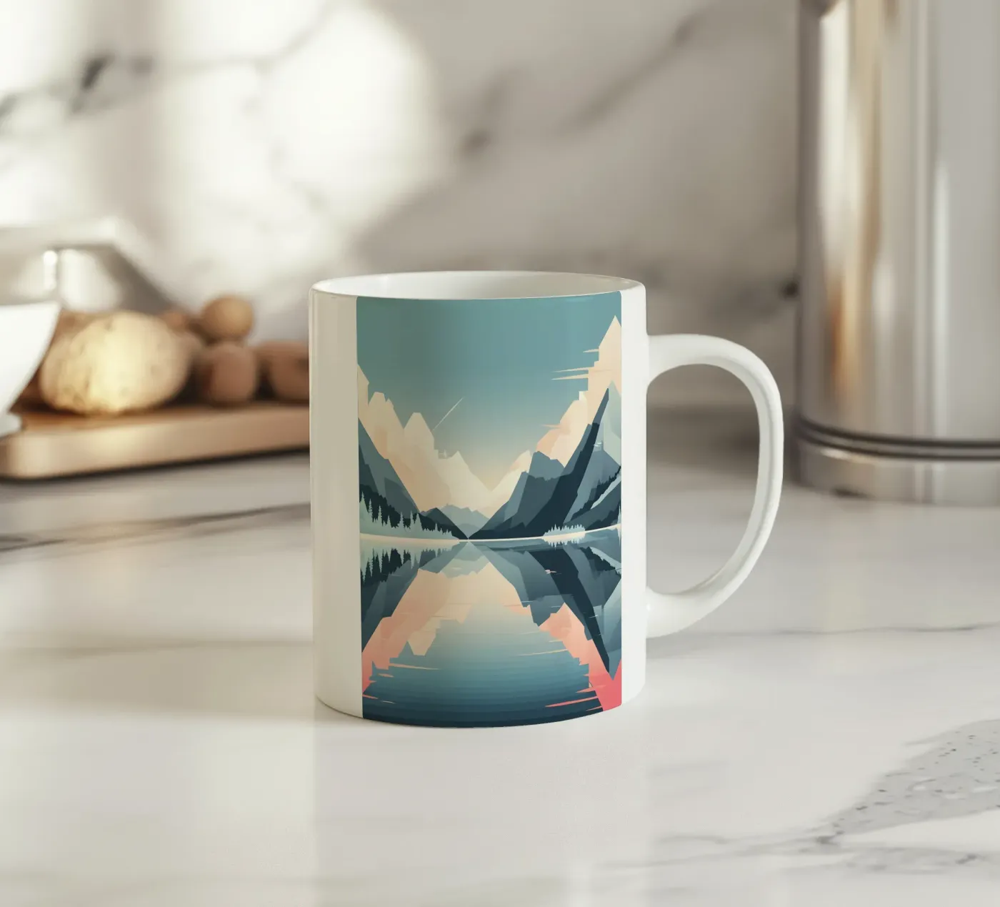 Mountain reflection ceramic mug by LIFESTYLE OBJECTS