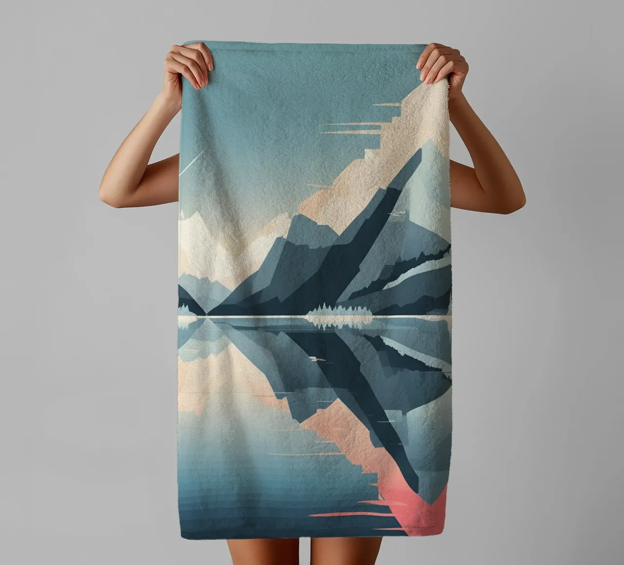 Mountain reflection towel by LIFESTYLE OBJECTS