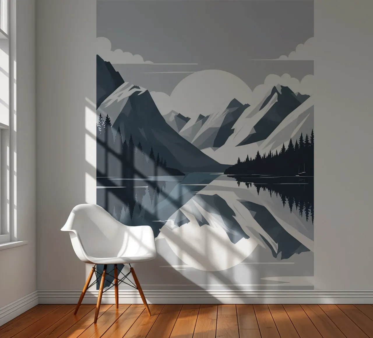 Mountain reflection fotobehang van LIFESTYLE OBJECTS