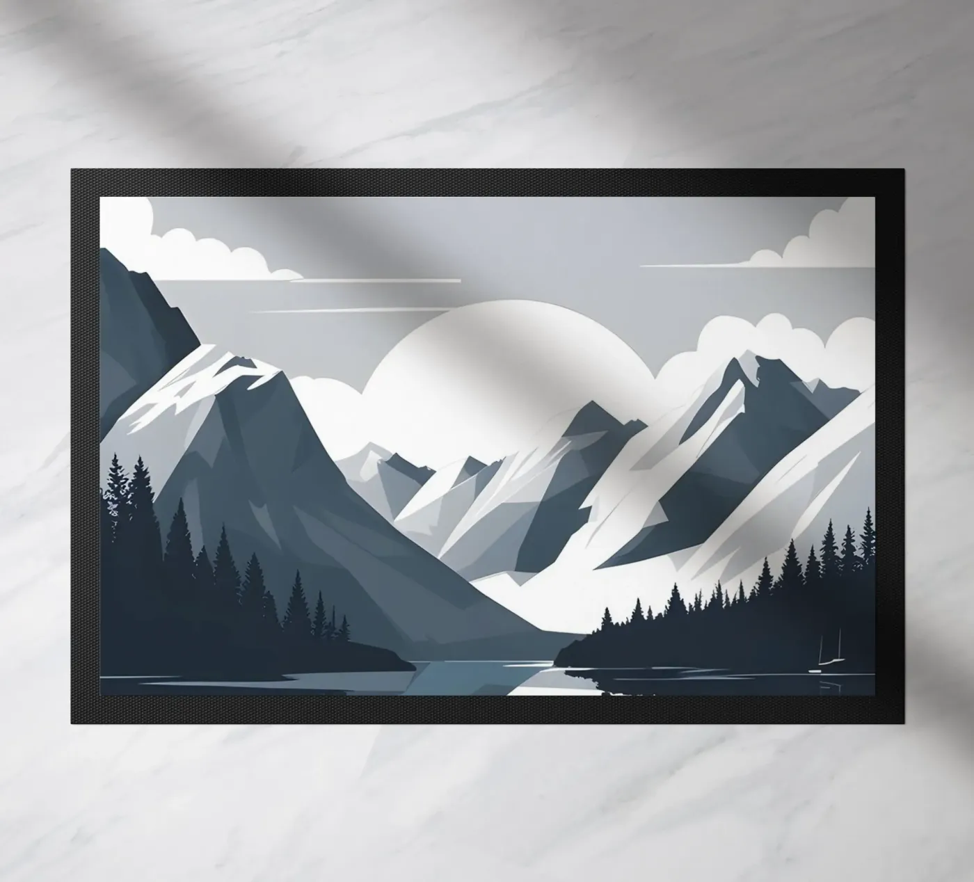Reflexion im Gebirge Fußmatte von LIFESTYLE OBJECTS