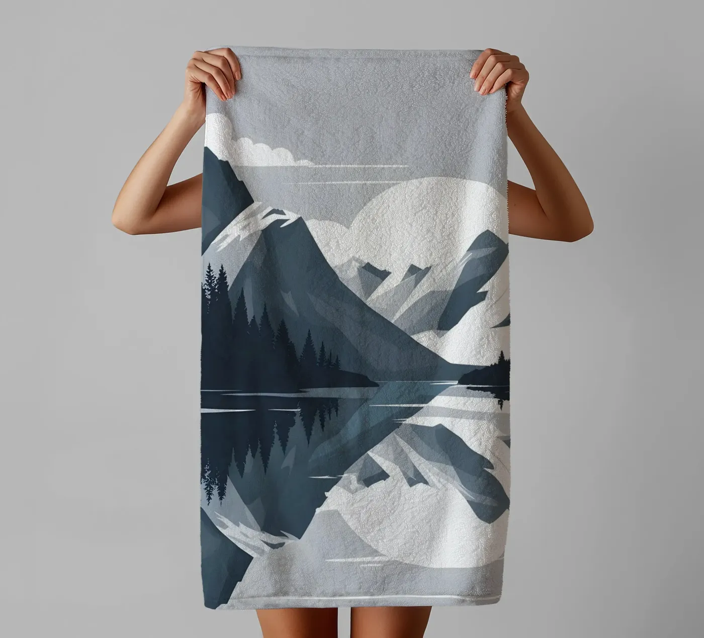 Mountain reflection towel by LIFESTYLE OBJECTS