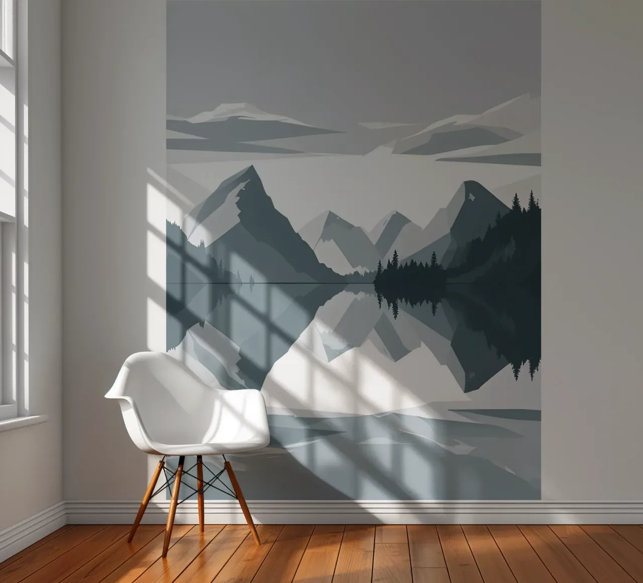 Mountain reflection fotobehang van LIFESTYLE OBJECTS