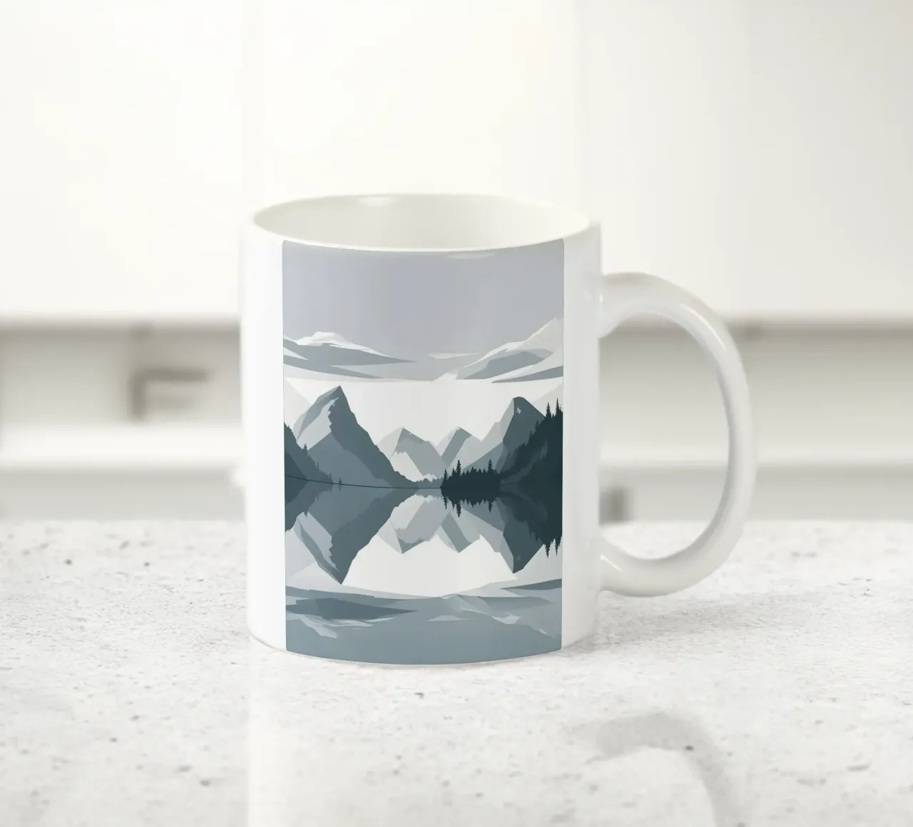 Mountain reflection ceramic mug by LIFESTYLE OBJECTS