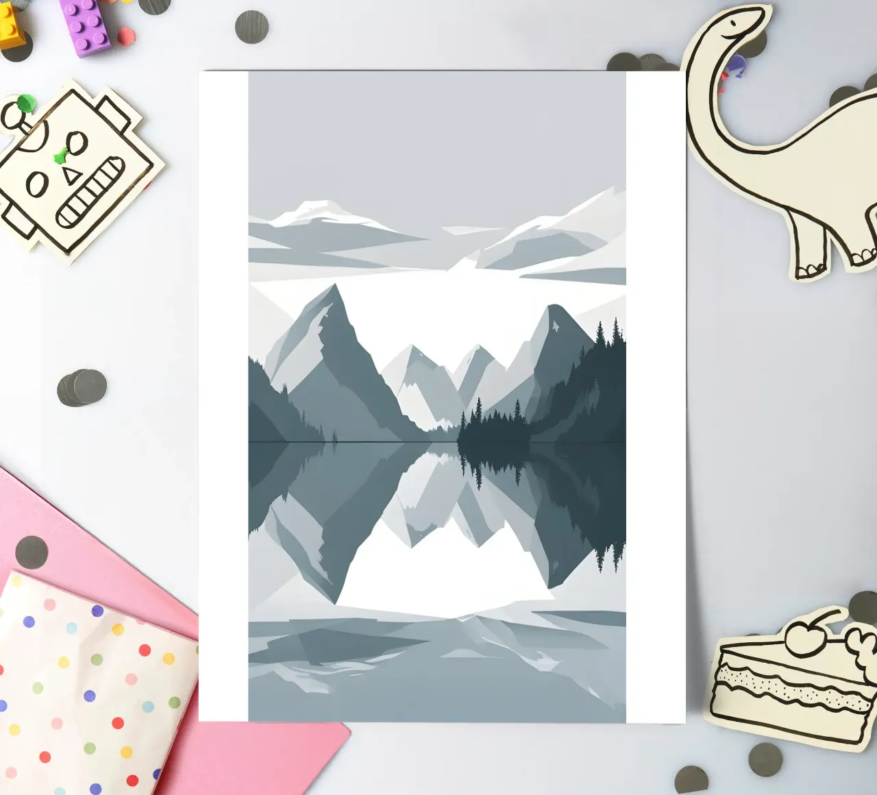 Mountain reflection sticker sheet by LIFESTYLE OBJECTS