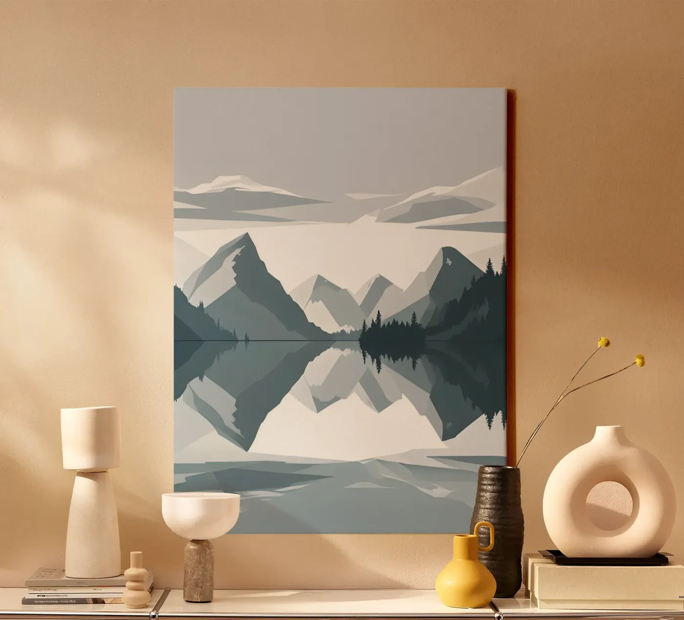 Mountain reflection canvas van LIFESTYLE OBJECTS