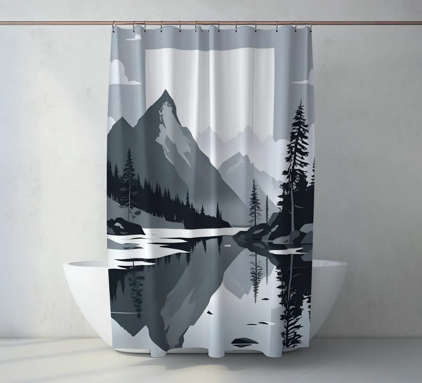 Mountain reflection Duschvorhang von LIFESTYLE OBJECTS
