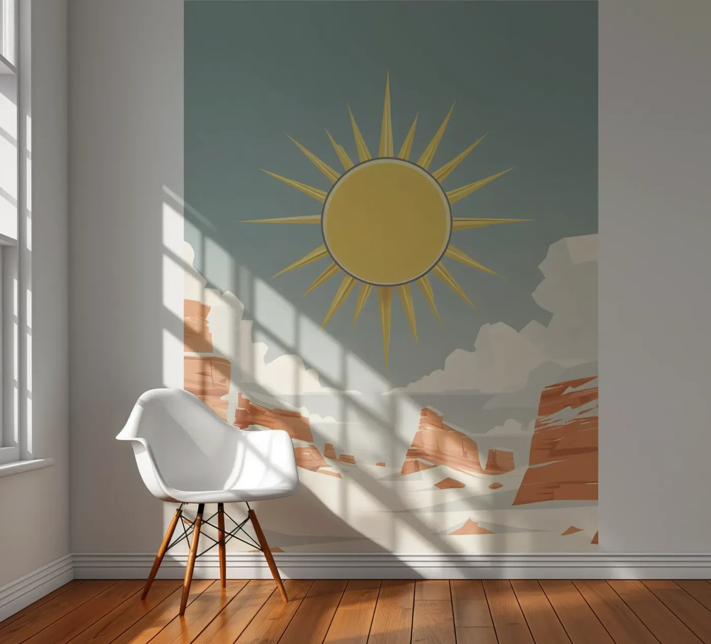 Zon met eenvoudige stralen fotobehang van LIFESTYLE OBJECTS