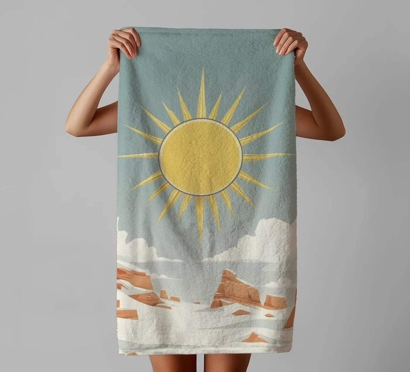 Sun with simple rays towel by LIFESTYLE OBJECTS