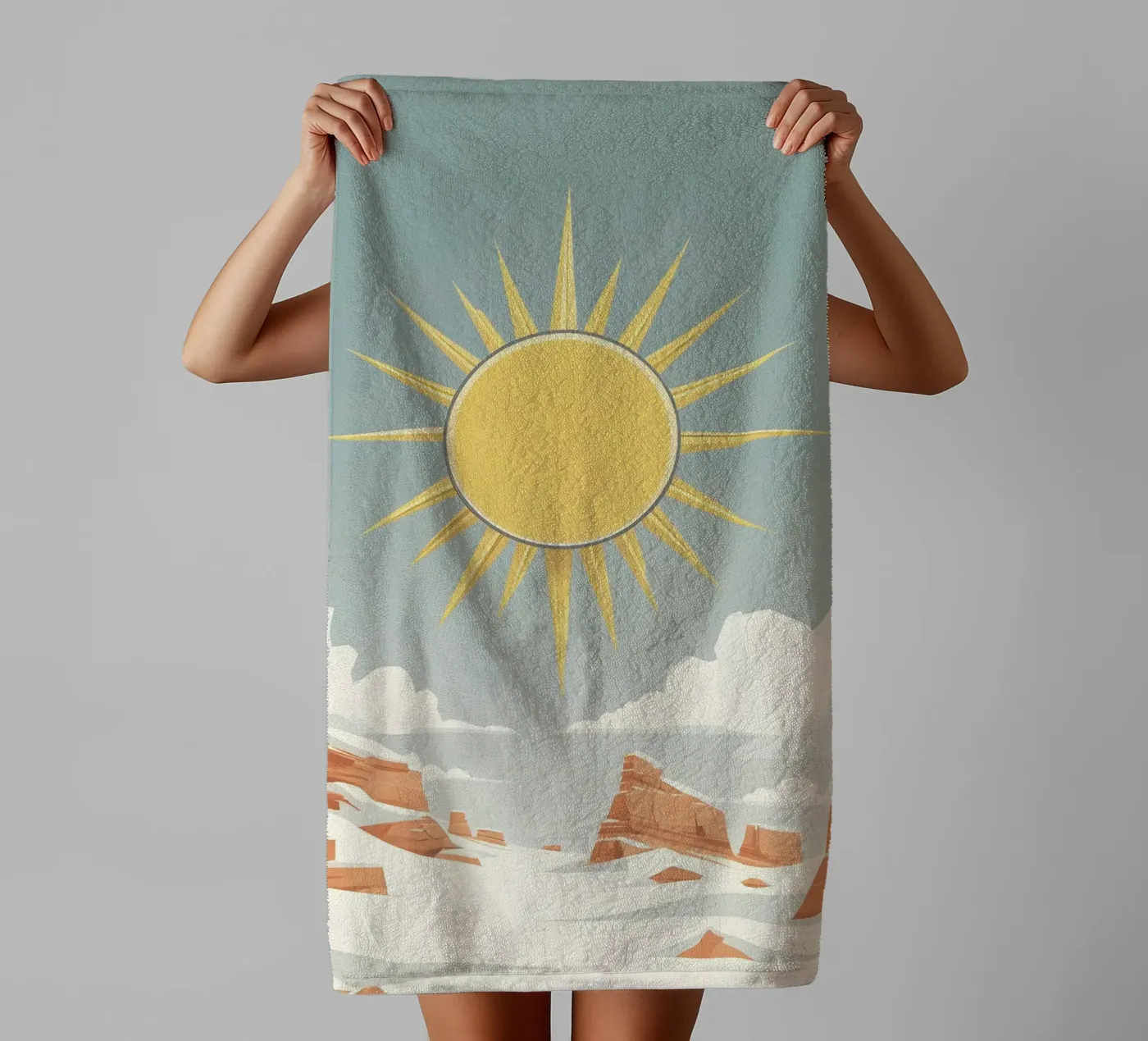 Sonne mit einfachen Strahlen Handtuch von LIFESTYLE OBJECTS