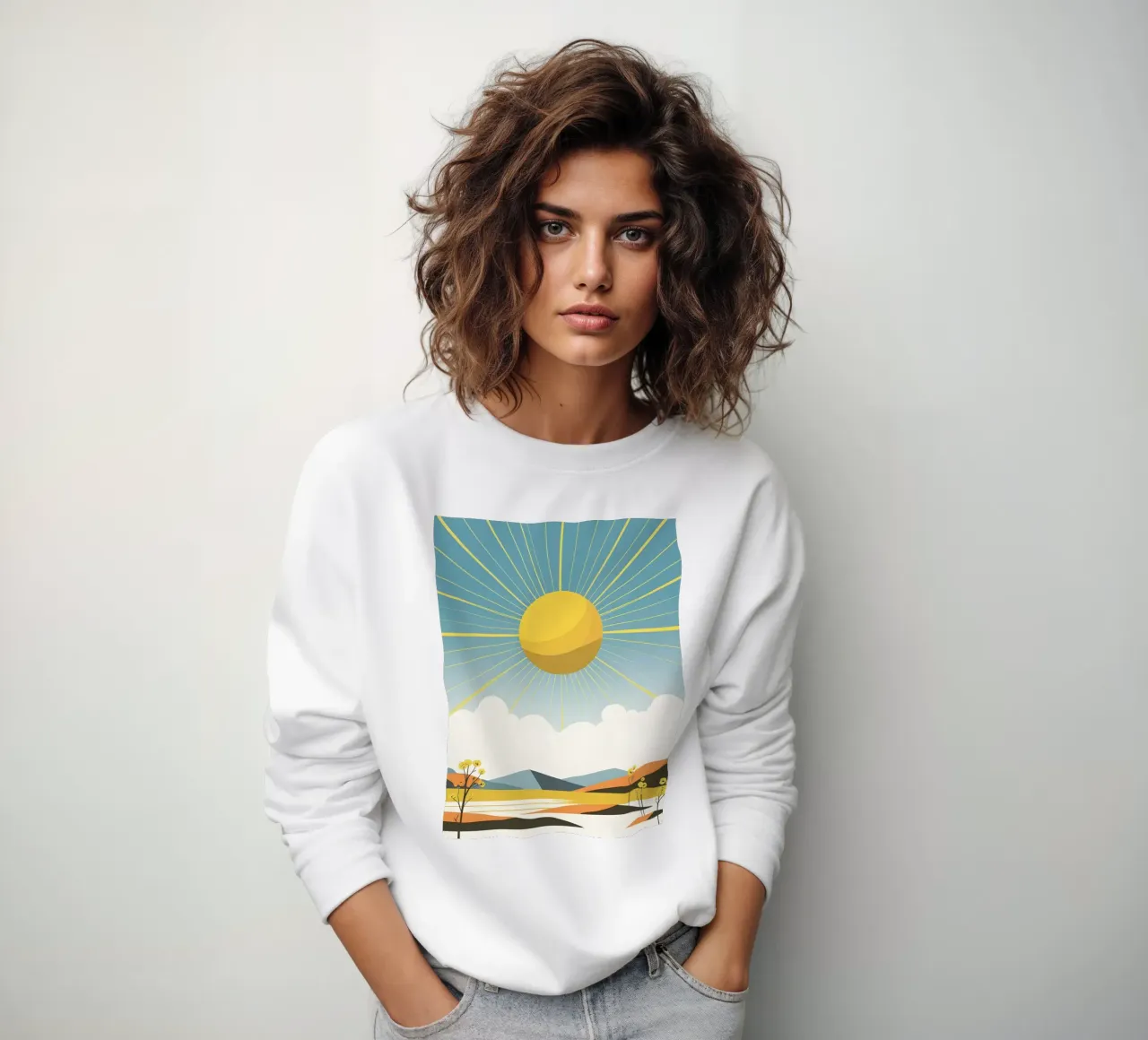 Sun with simple rays sweatshirt by LIFESTYLE OBJECTS