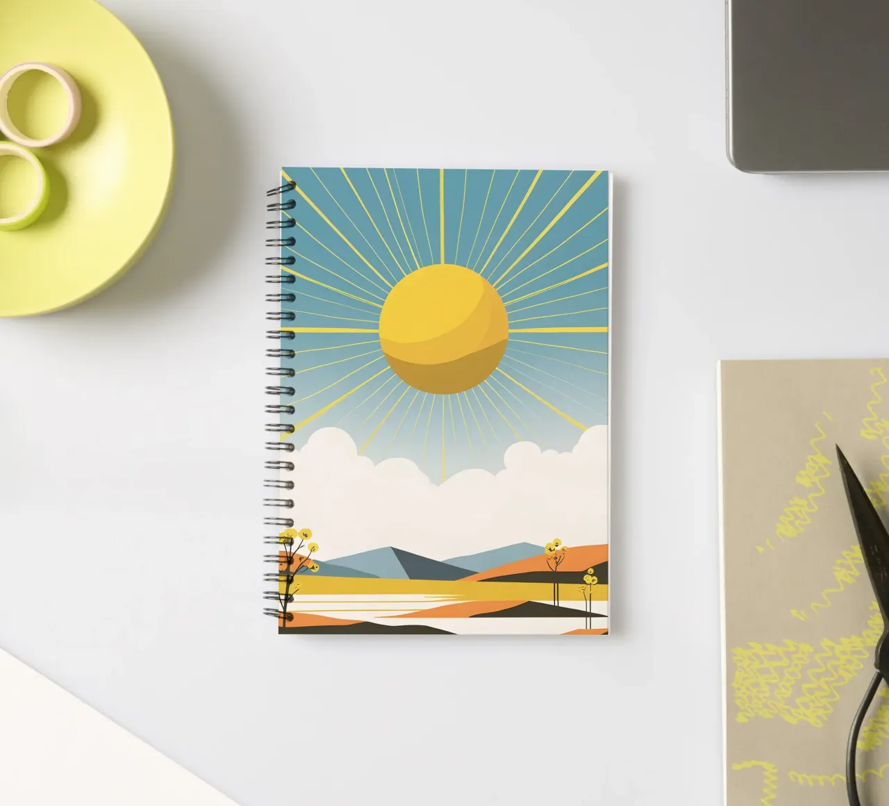 Sun with simple rays spiral notebook by LIFESTYLE OBJECTS