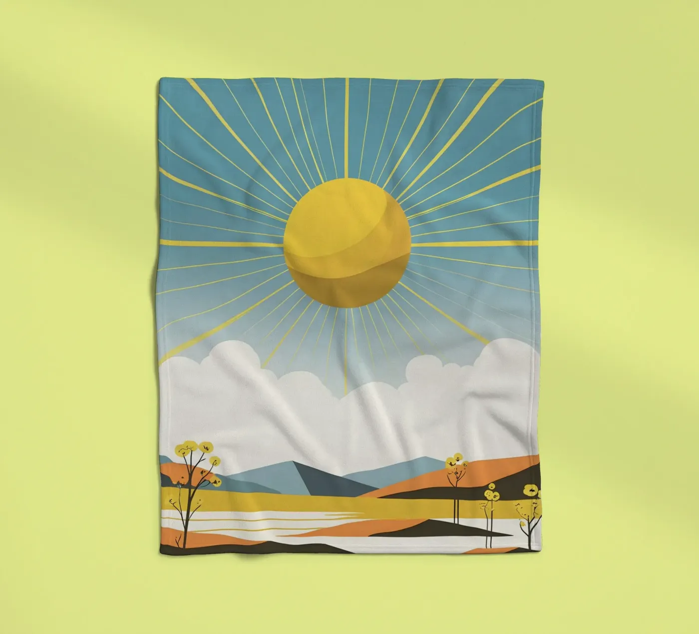 Sun with simple rays plaid polaire de LIFESTYLE OBJECTS