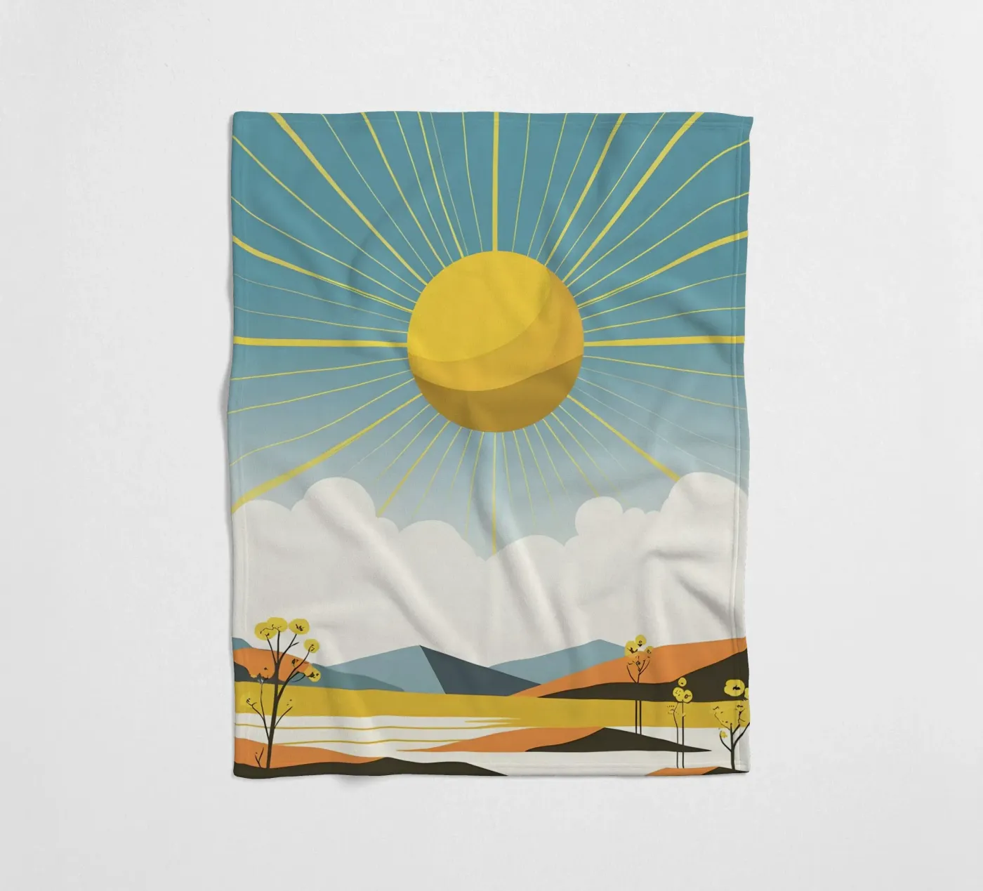 Sun with simple rays plaid polaire de LIFESTYLE OBJECTS