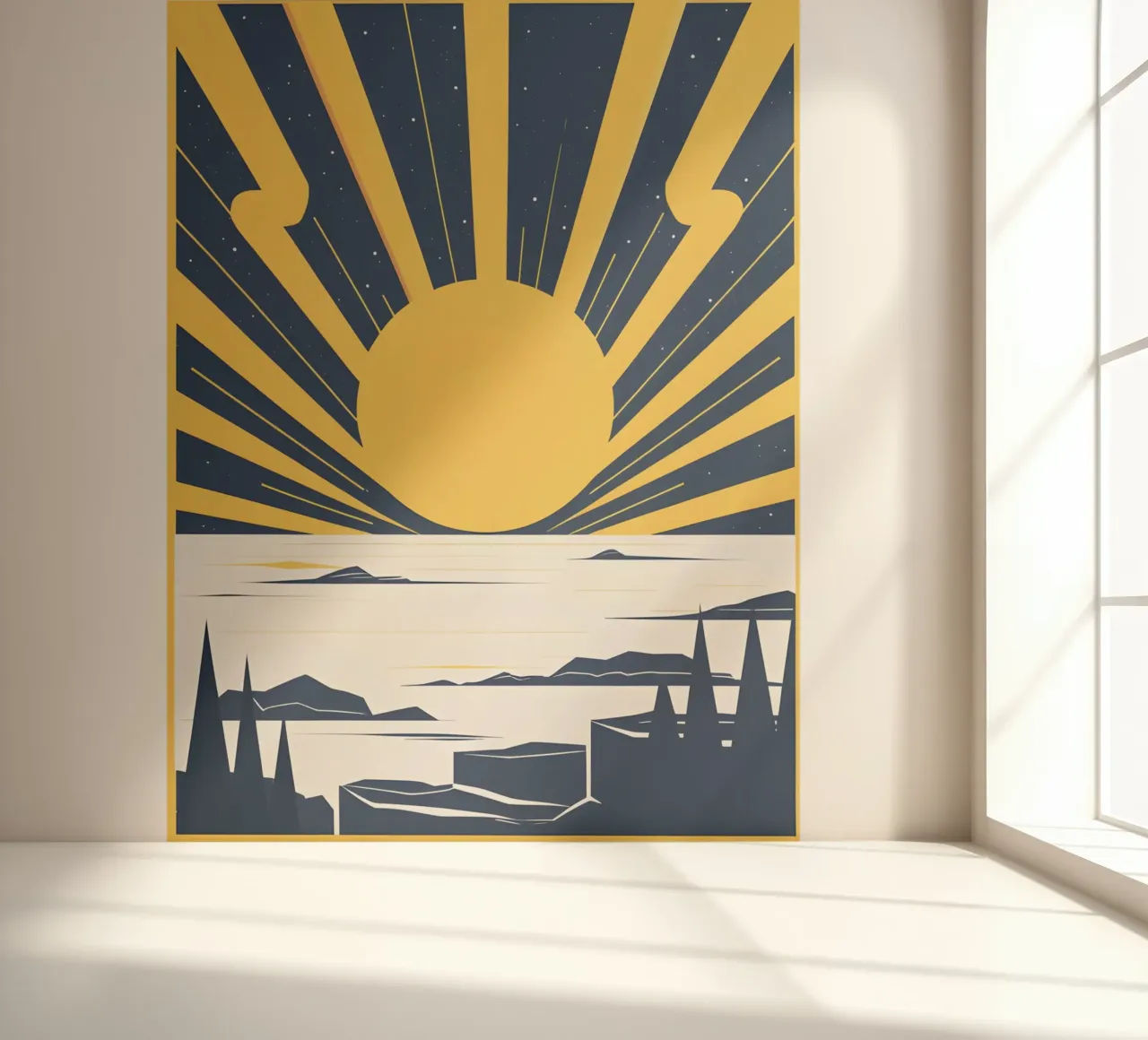 Sun with simple rays fotobehang van LIFESTYLE OBJECTS