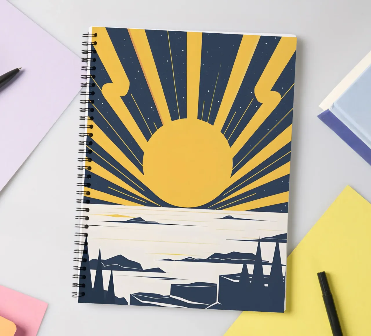 Sun with simple rays spiral notebook by LIFESTYLE OBJECTS
