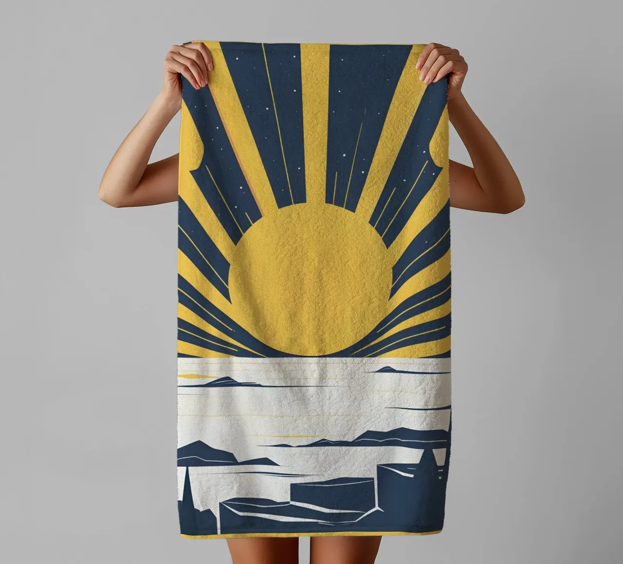 Sun with simple rays towel by LIFESTYLE OBJECTS