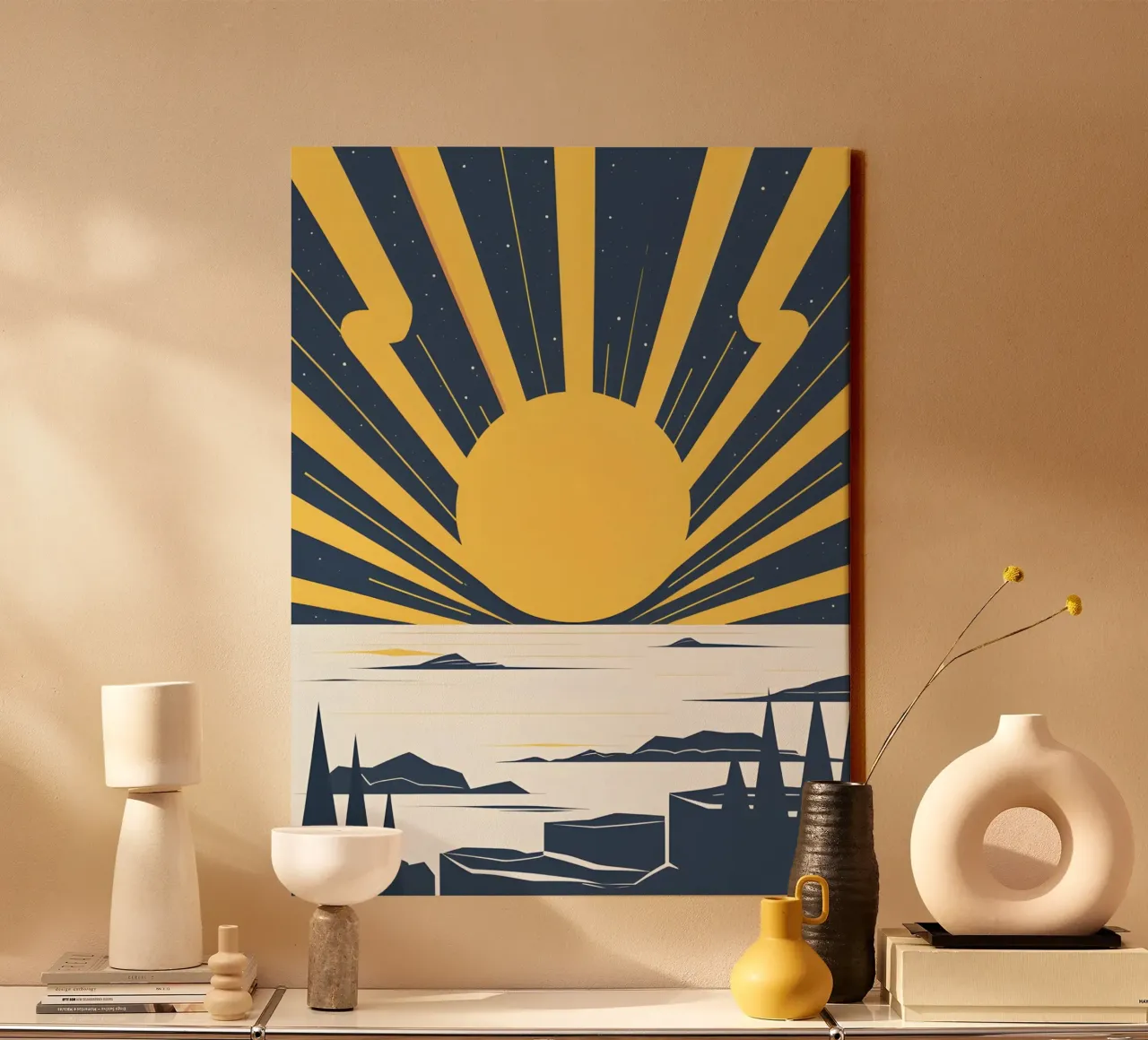 Sun with simple rays canvas by LIFESTYLE OBJECTS