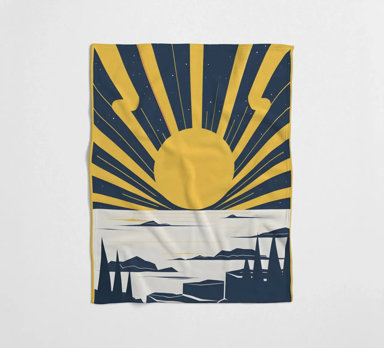 Sun with simple rays fleece blanket by LIFESTYLE OBJECTS