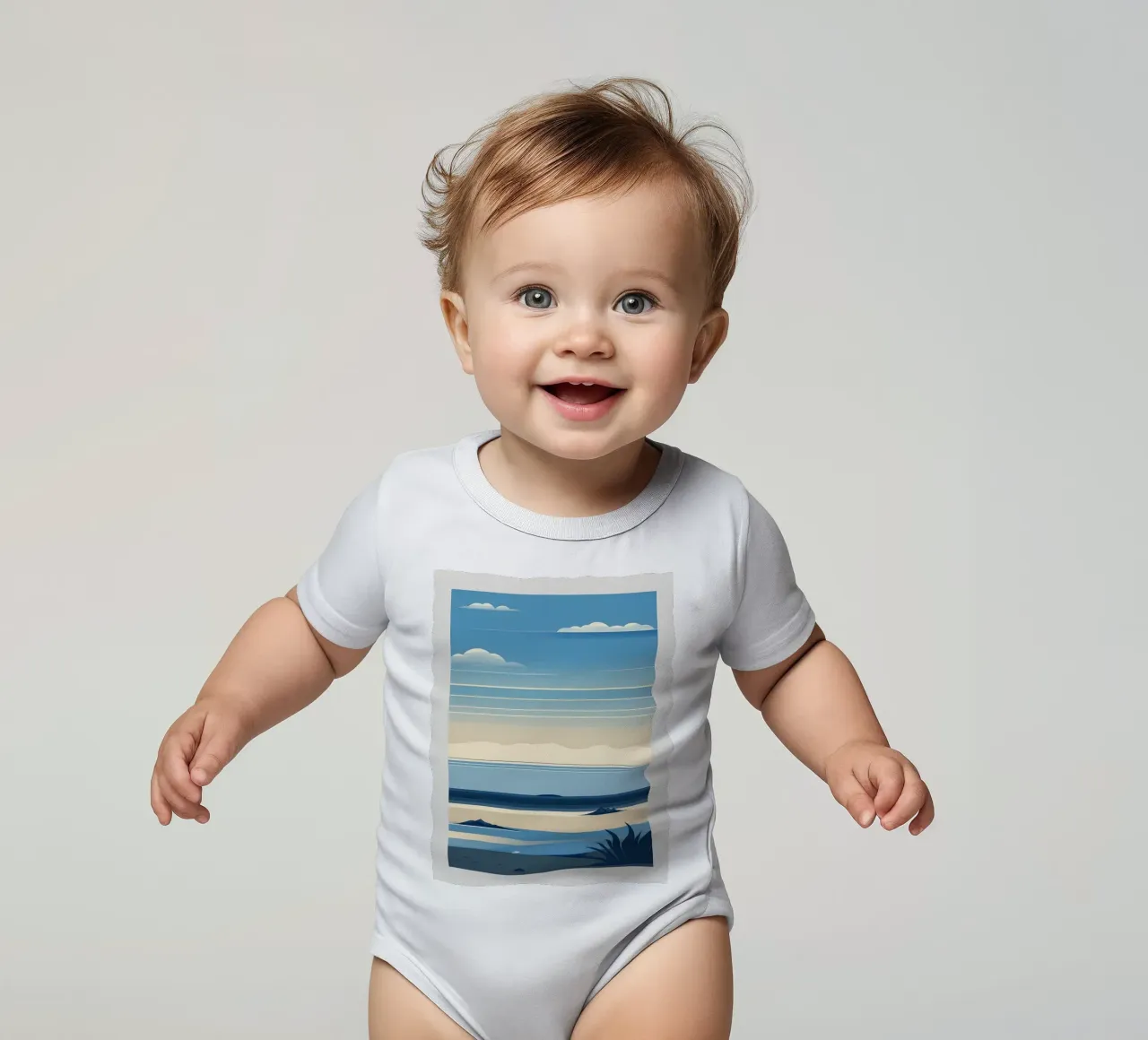 Linea dell'orizzonte semplice body neonato maniche corte da LIFESTYLE OBJECTS