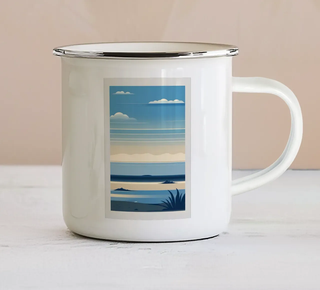 Linea dell'orizzonte semplice tazza in smalto da LIFESTYLE OBJECTS