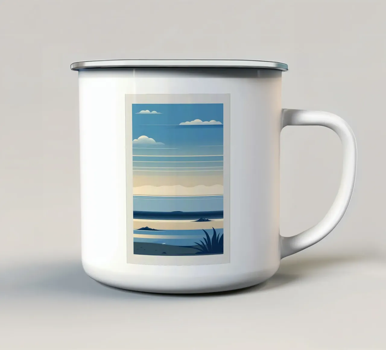 Linea dell'orizzonte semplice tazza in smalto da LIFESTYLE OBJECTS