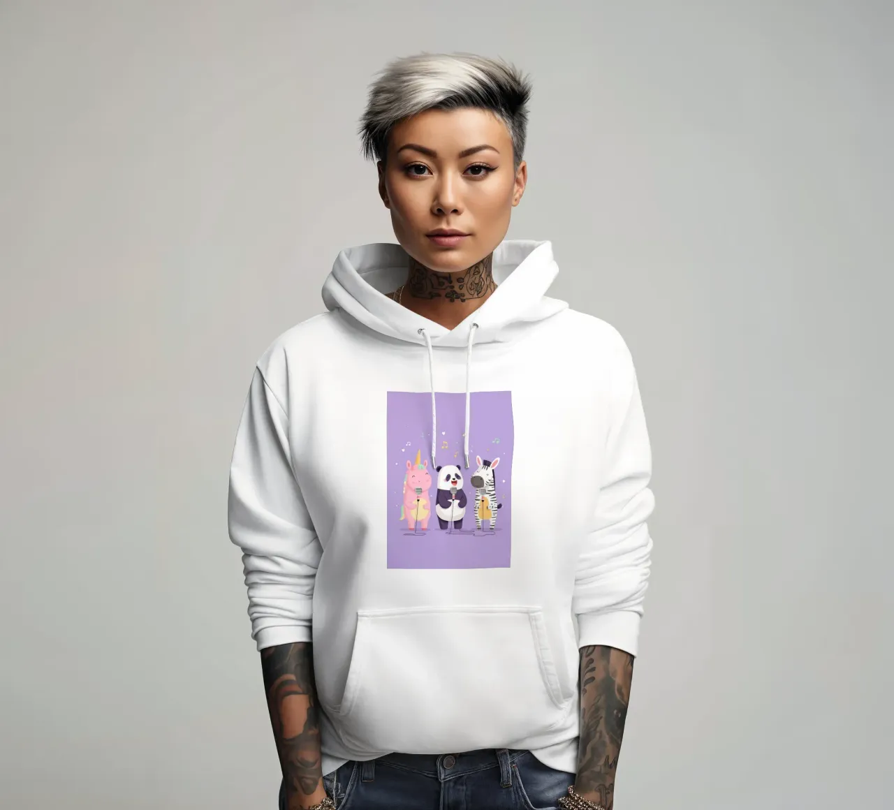 Unicorn, Panda & Zebra Band felpa con cappuccio da Kiara