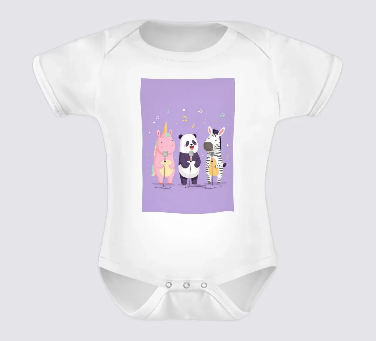 Unicorn, Panda & Zebra Band body neonato maniche corte da Kiara