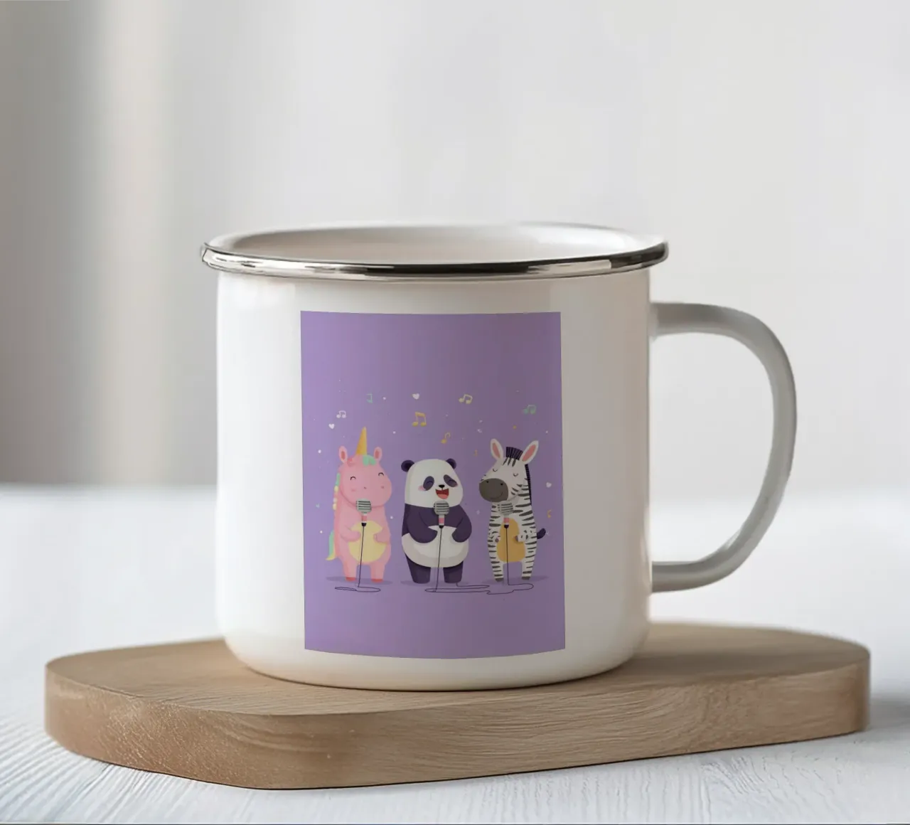 Unicorn, Panda & Zebra Band tazza in smalto da Kiara