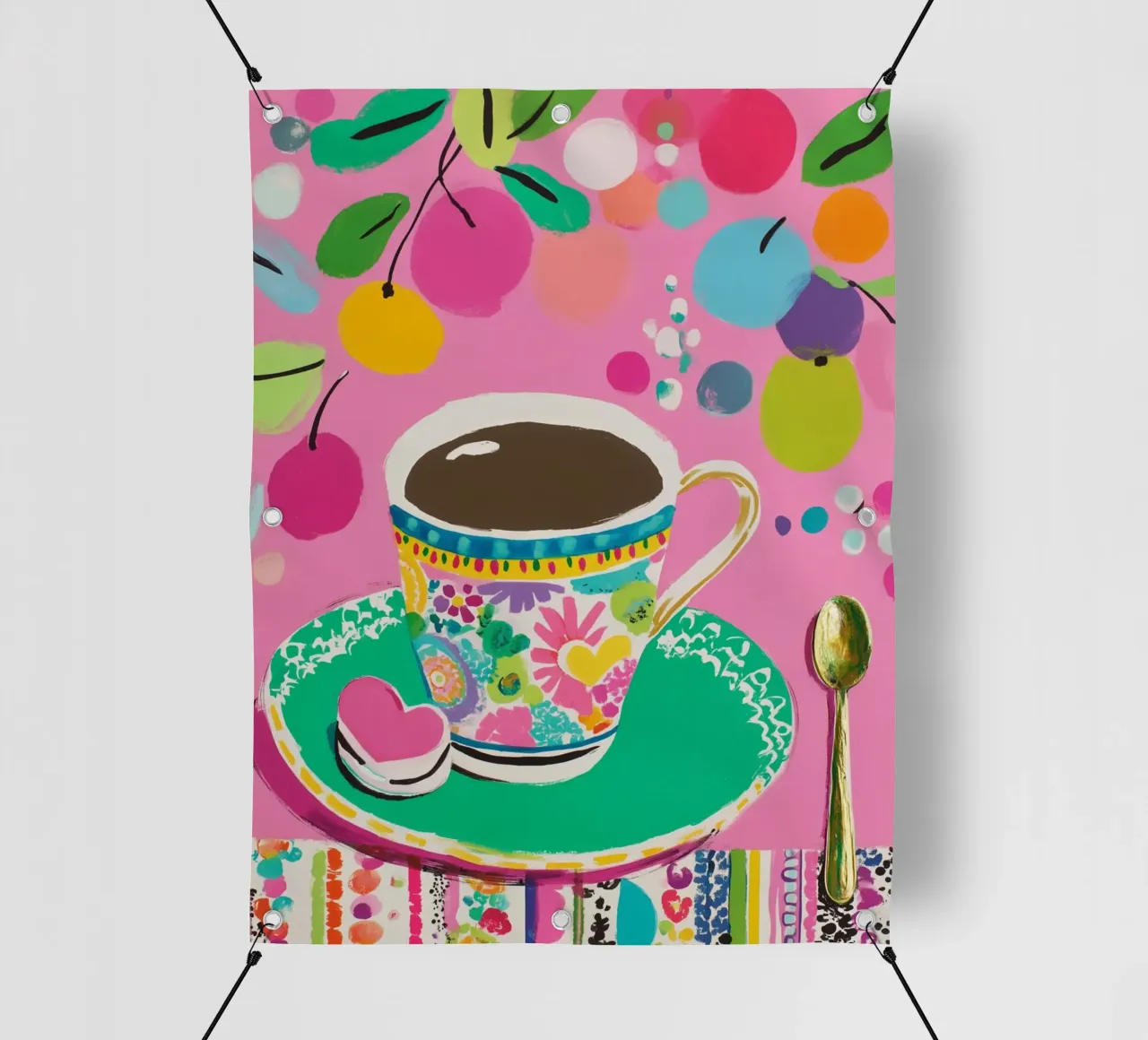 Tazza di caffè in primavera telo in pvc da Carinaprint