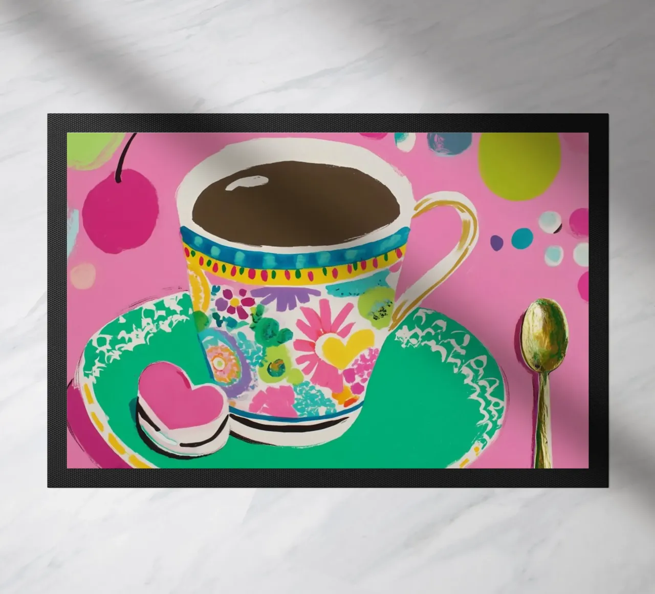 Tazza di caffè in primavera zerbino da Carinaprint