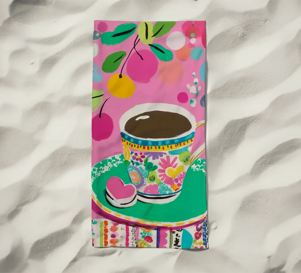 Tazza di caffè in primavera telo mare da Carinaprint