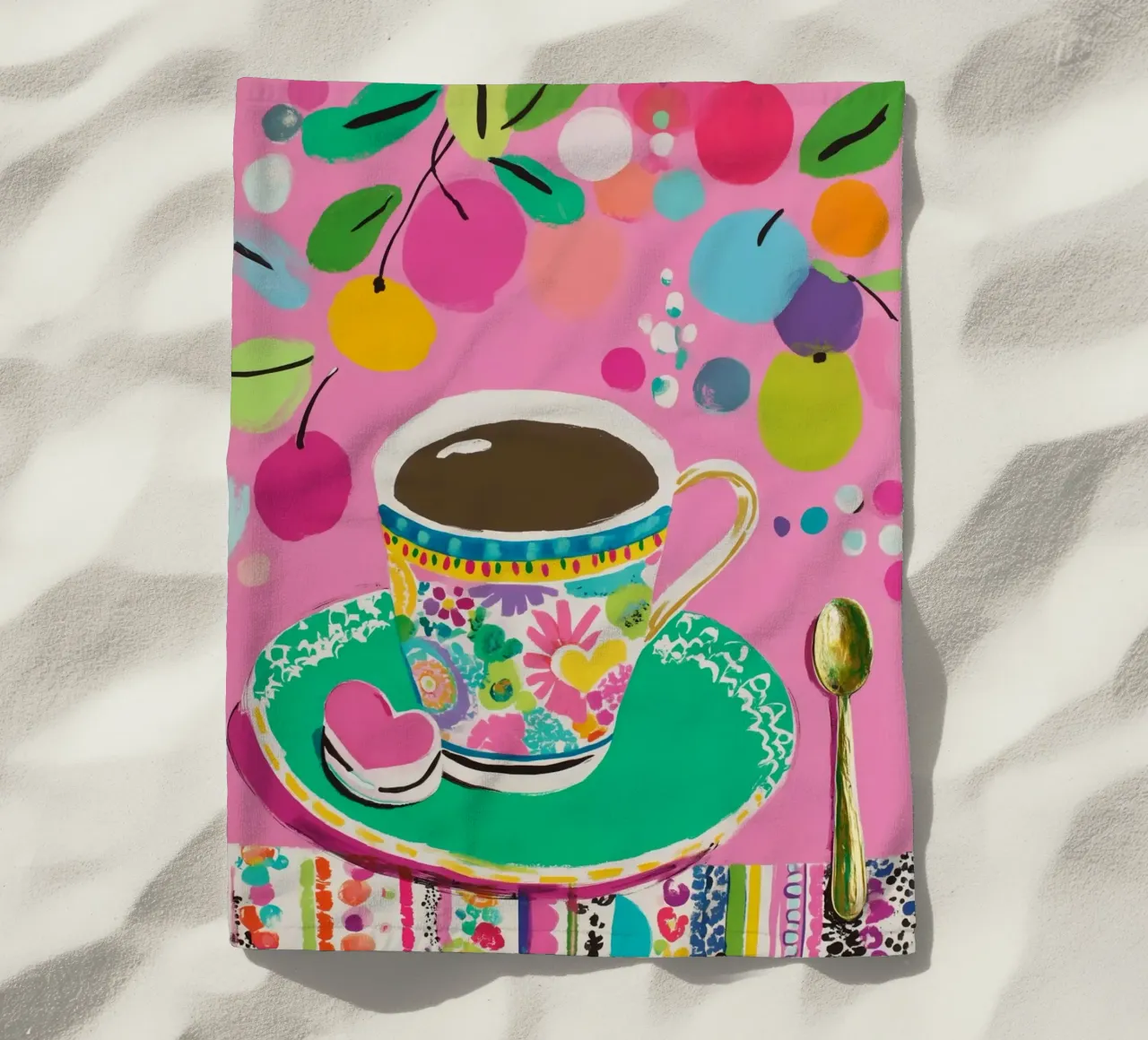 Tazza di caffè in primavera telo mare da Carinaprint