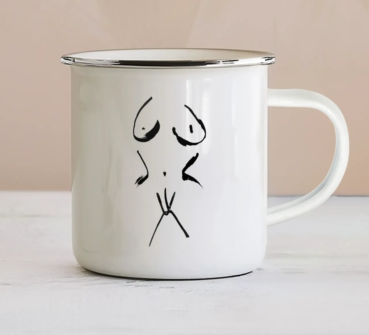 Corpo femminile nudo | Calligrafia minimalista tazza in smalto da Autofocus