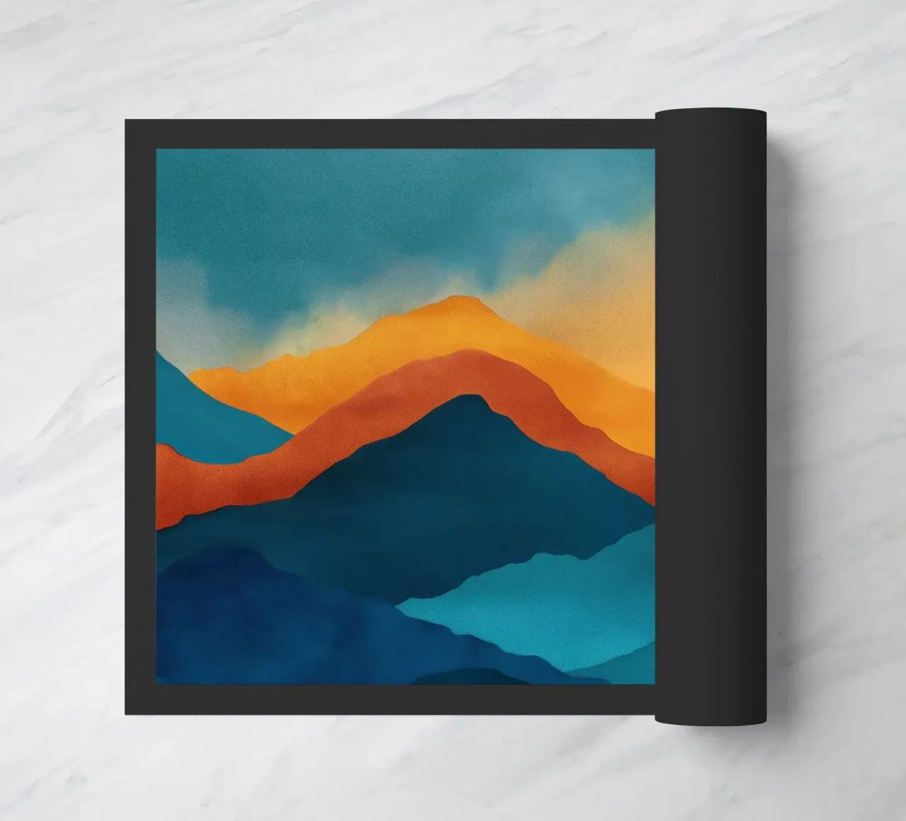 Abstract Mountain Art Print with Sunset and Birds zerbino da Dune