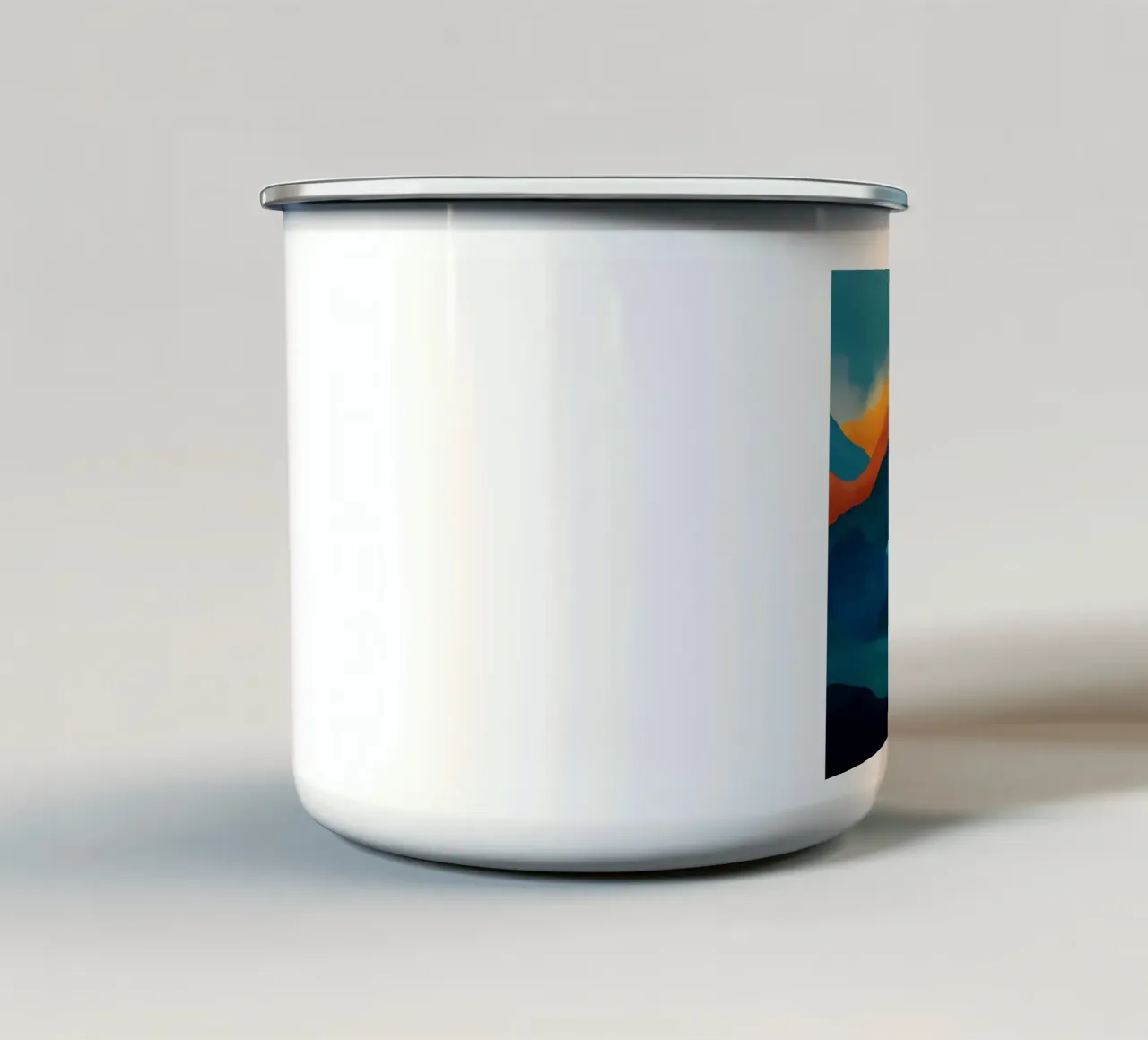 Abstract Mountain Art Print with Sunset and Birds tazza in smalto da Dune