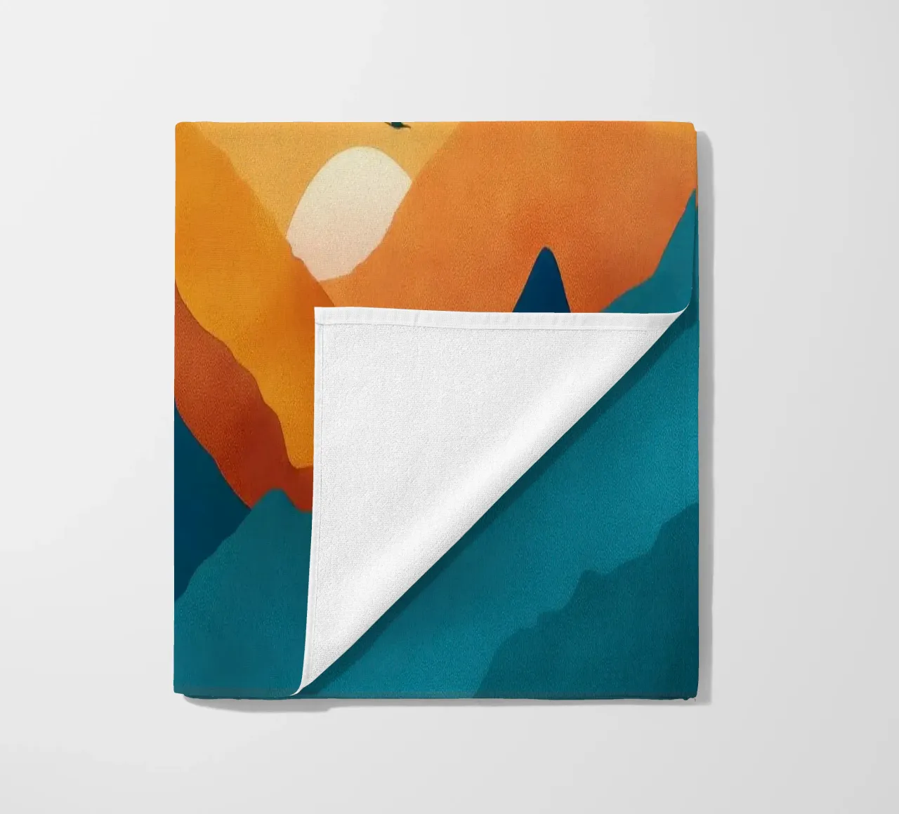 Abstract Mountain Art Print with Sunset and Birds telo mare da Dune