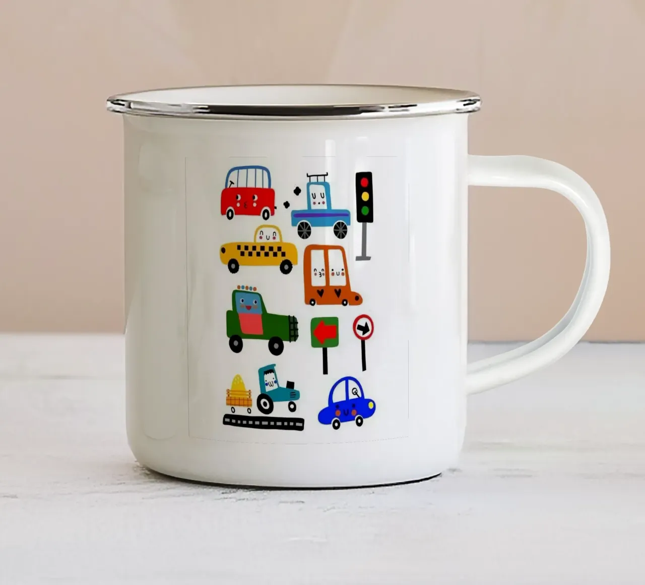 traffic and vehicle tazza in smalto da matthen