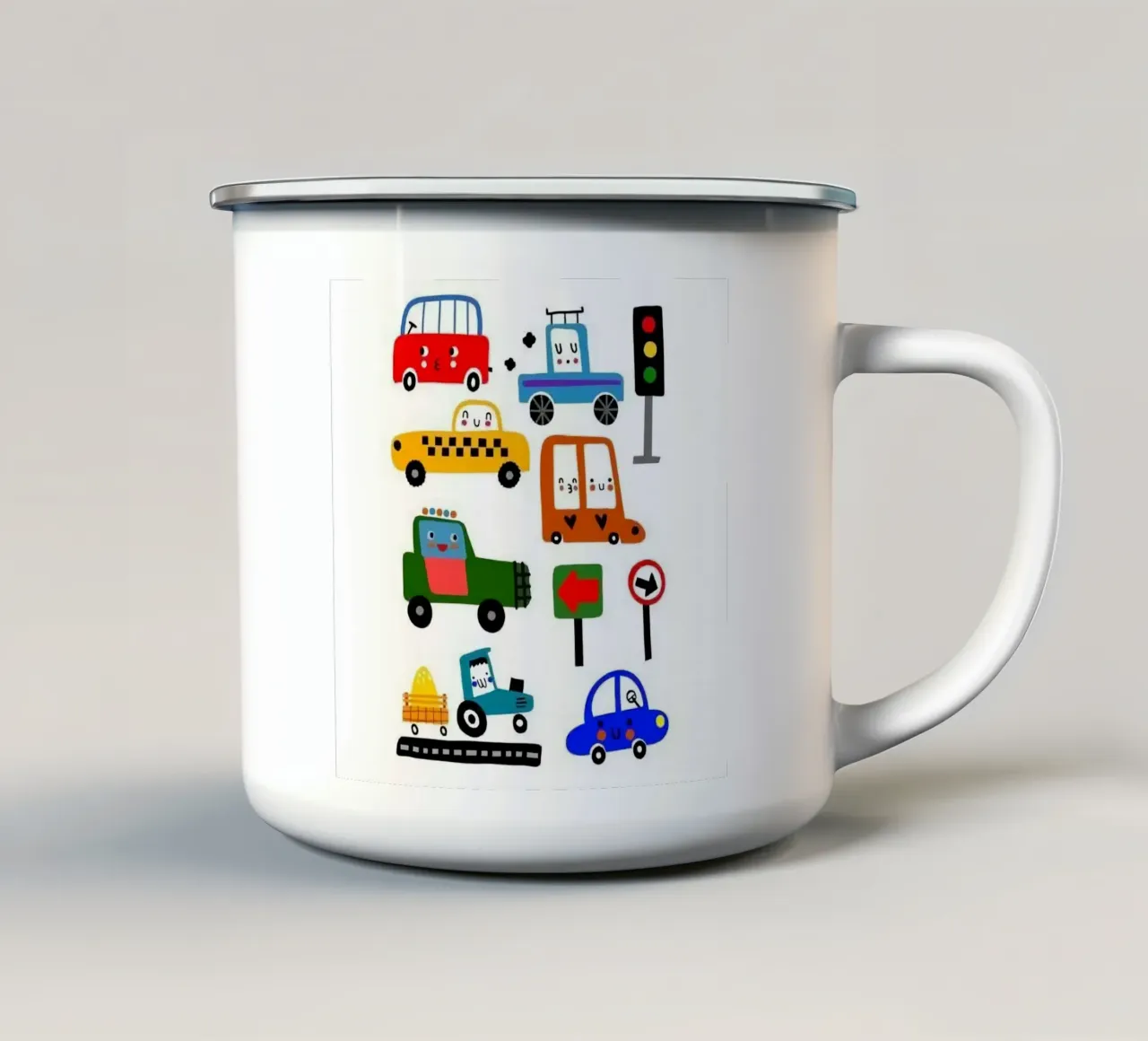 traffic and vehicle tazza in smalto da matthen