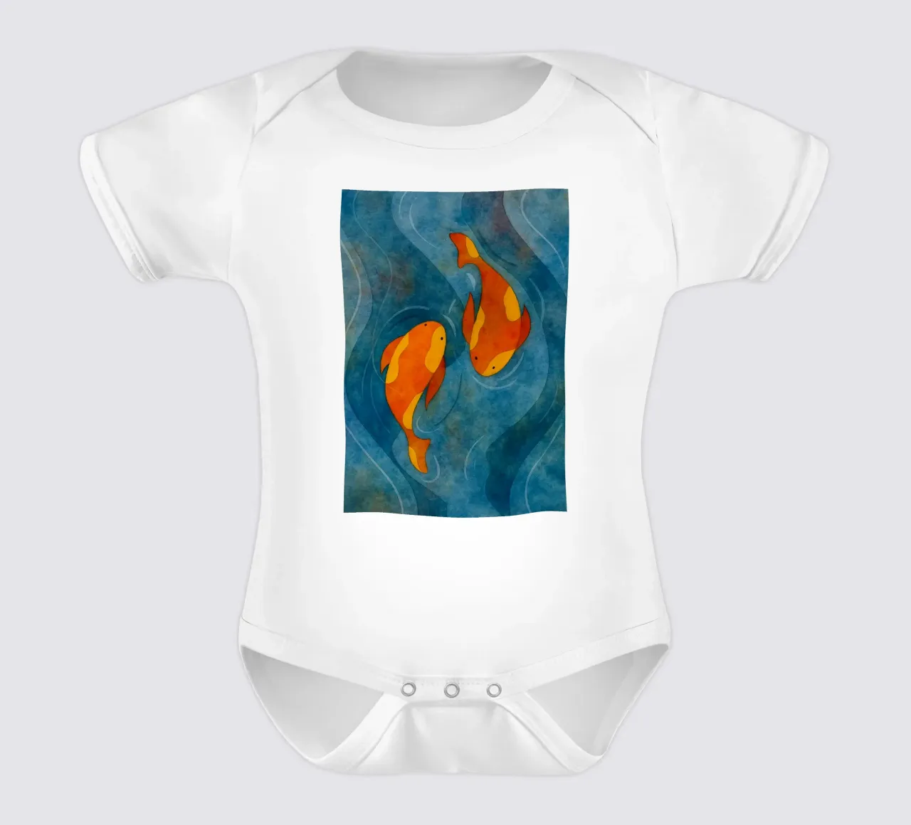 paar vissen abstracte tekening babyrompertje korte mouwen van bougenfille