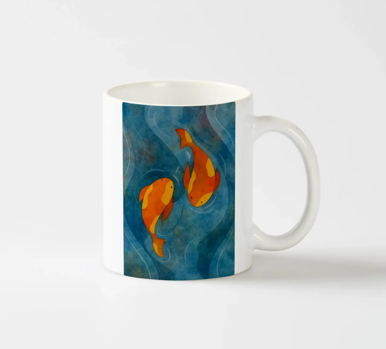 paar vissen abstracte tekening keramische mok van bougenfille