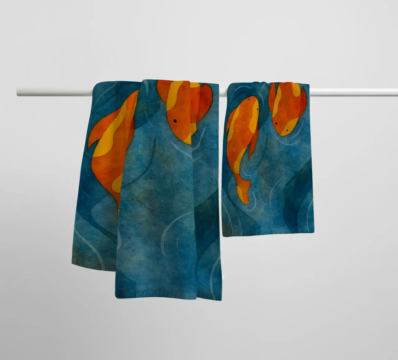 paar vissen abstracte tekening badhanddoek van bougenfille