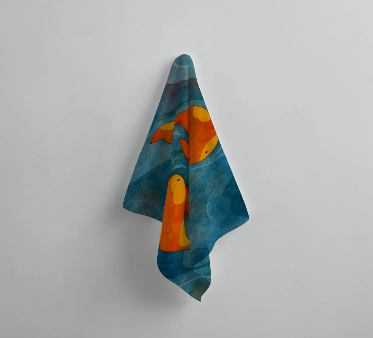 paar vissen abstracte tekening badhanddoek van bougenfille