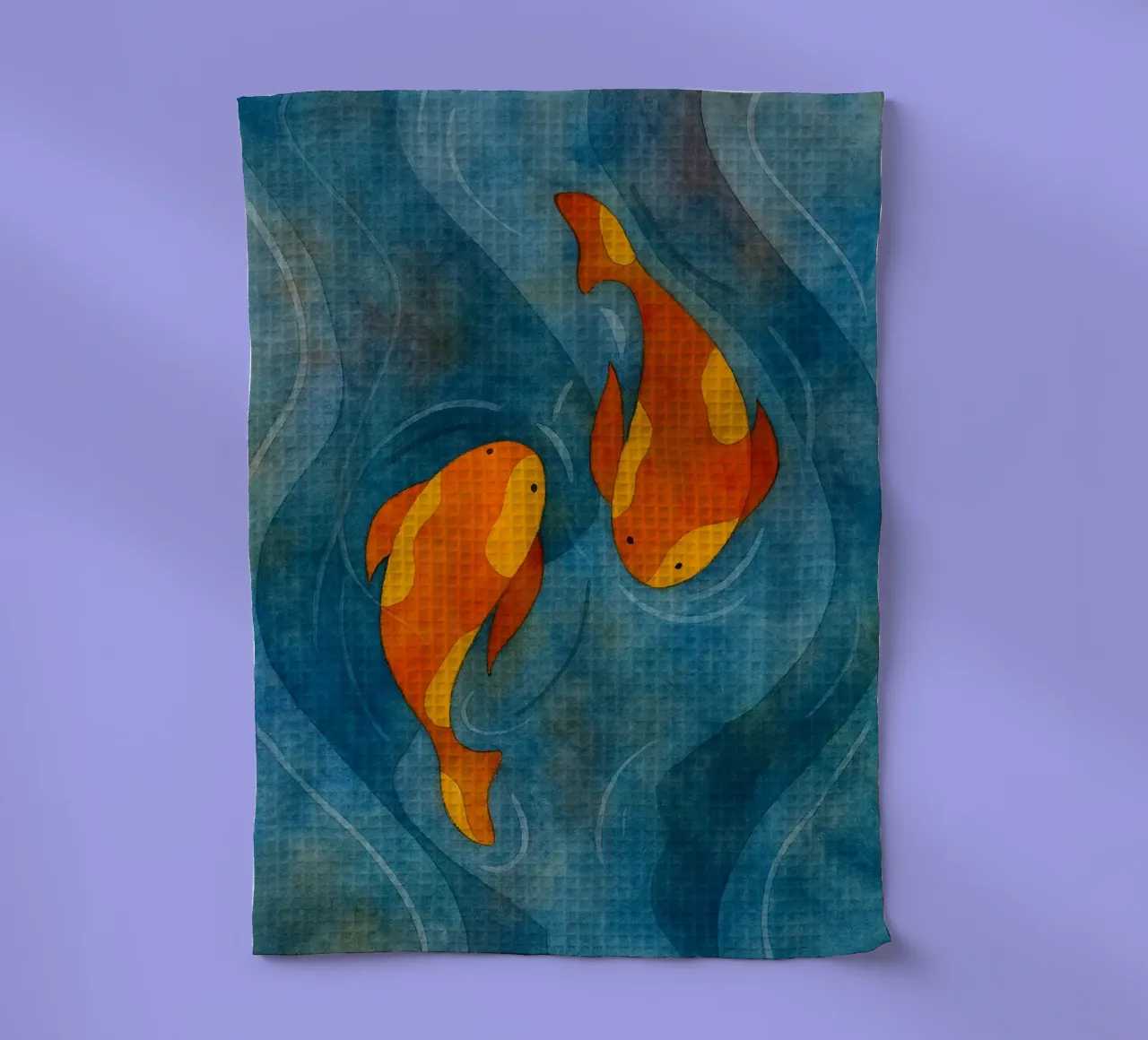paar vissen abstracte tekening theedoek van bougenfille